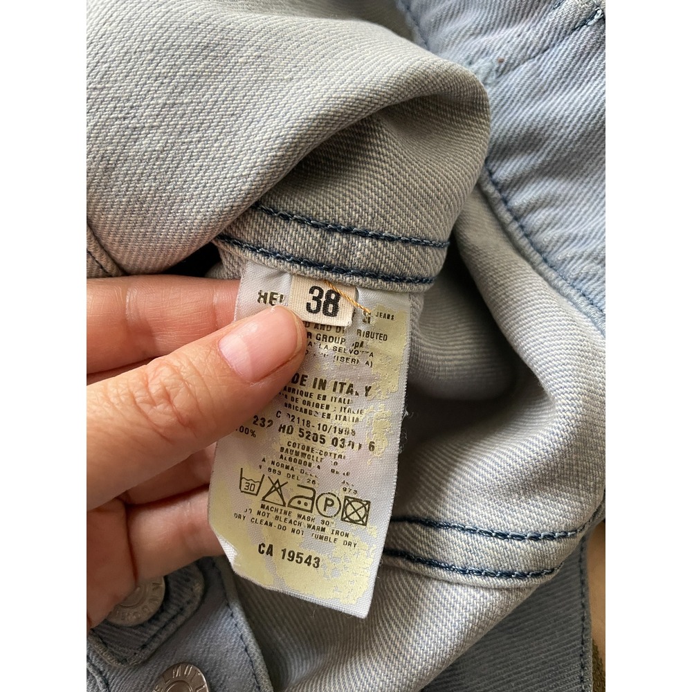 Helmut Lang Vintage 90s Archive Denim Jacket Light Wash Made in Italy Size 38 - Picture 3 of 4